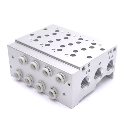 New SMC SS5Y5-42-04-C6 Pneumatic Manifold Base, 4-Station, ø6mm One-Touch, 1.0 MPa
