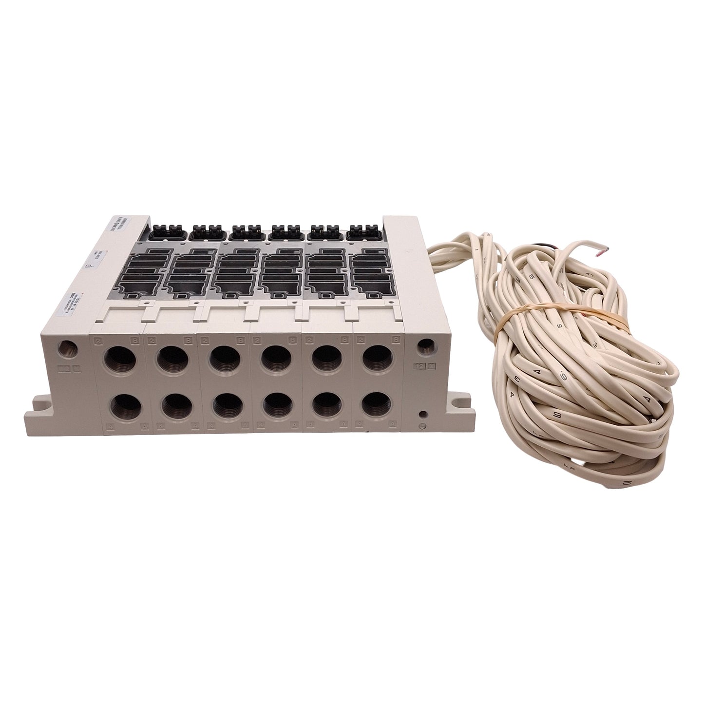 New SMC VV5Q41-0603TLU2 Base Mounted Pneumatic Manifold, 6-Station, NPT3/8, 3m Cable