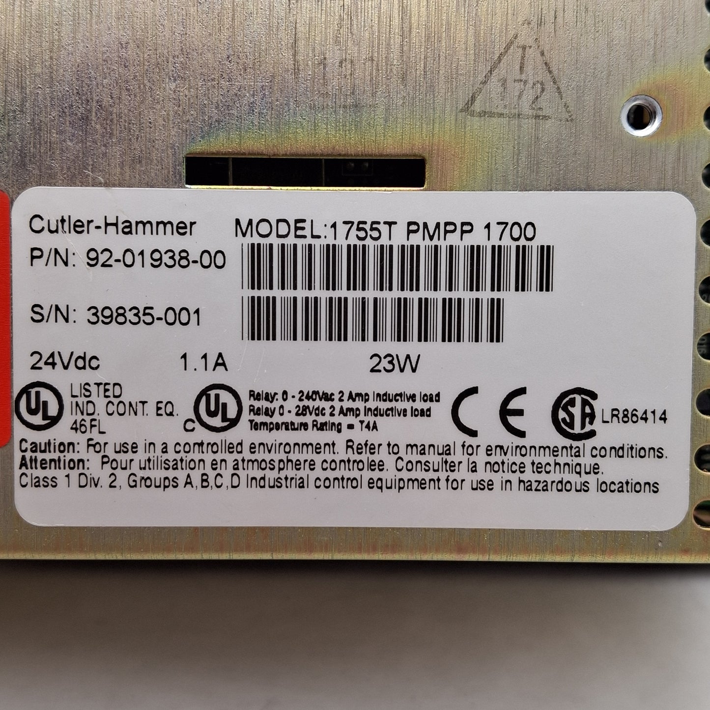 Used Cutler Hammer 1755T-PMPP-1700 PanelMate Power Pro Touchscreen HMI 7.4in 24VDC