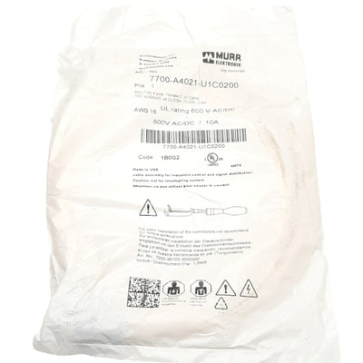 New Murrelektronik 7700-A4021-U1C0200 Power Cable, Mini 7/8in 4-Pin, 600V 9A, 2m
