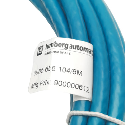 New Lumberg Automation 0985 656 104/6M Cordset, M12 8-Pin Female to RJ45, 600V, 6m