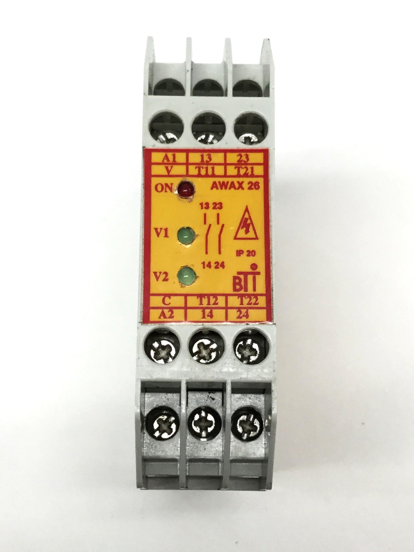 Used BTI AWAX 26 SR E-Stop Controller Safety Relay 2NO, 250VAC 6A, 24V AC/DC