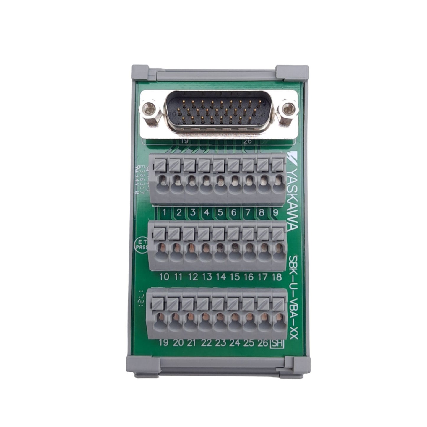 New – Open box Yaskawa SBK-U-VBA Breakout Board, DB26M to 27 Position Terminal, for JEPMC-IO