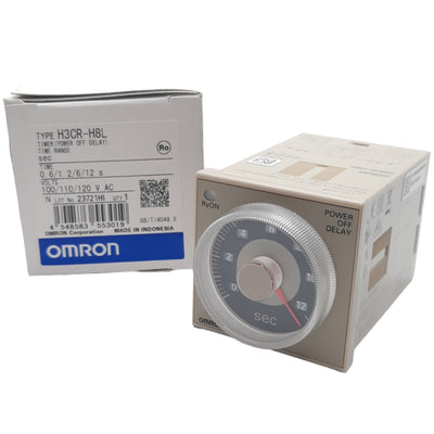 New Omron H3CR-H8L Time Delay Relay, 100-120VAC, 5A 250VAC, 0.05s-12s, 8-Pin Octal