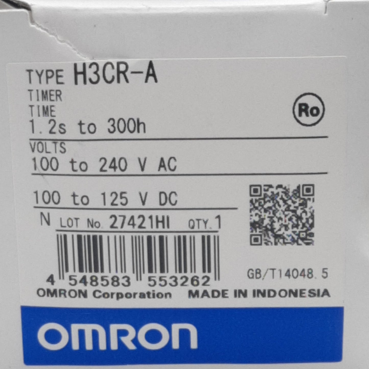 New Omron H3CR-A Solid-State Relay DPDT, 240VAC/125VDC, 5A 30VDC, 0.05s-300h, 11-Pin