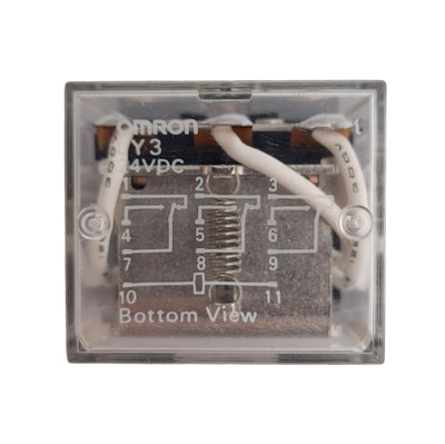 New Lot of 2 Omron LY3 DC24 Relays, 24VDC Coil 3PDT-NO/NC 11-Pin, 10A 240VAC Contact