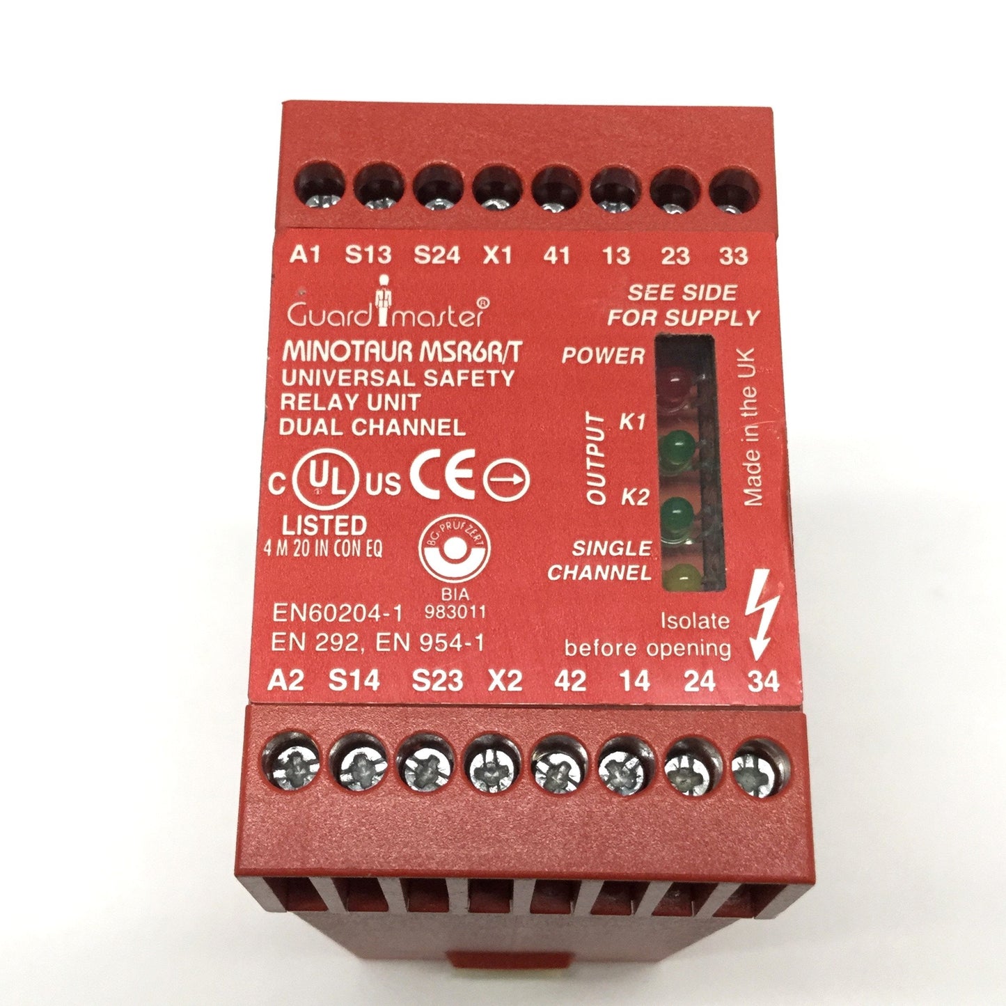Used Allen Bradley 440R-C23018 MSR6R/T Guardmaster Minotaur Safety Relay, 110VAC