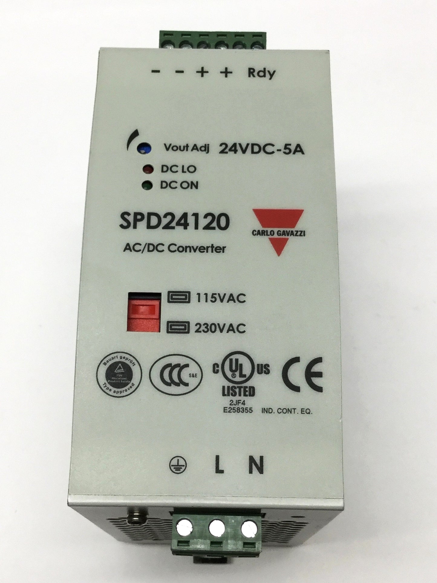 Used Carlo Gavazzi SPD24120 AC/DC Converter Power Supply, 115/230VAC In, 24VDC 5A Out