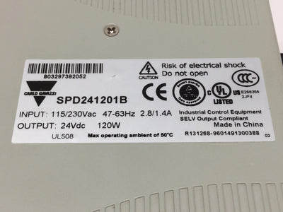 Used Carlo Gavazzi SPD24120 AC/DC Converter Power Supply, 115/230VAC In, 24VDC 5A Out