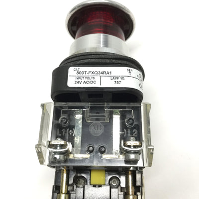 Used Allen Bradley 800T-FXQ24RA1 Illuminated Emergency E-Stop Pushbutton 24V 1NO-2NC