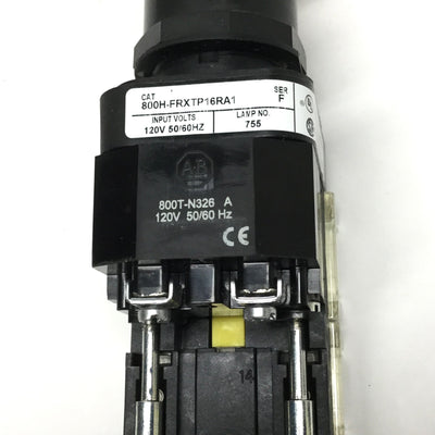Used Allen Bradley 800H-FRXTP16RA1 Illuminated Emergency E-Stop Pushbutton 120VAC
