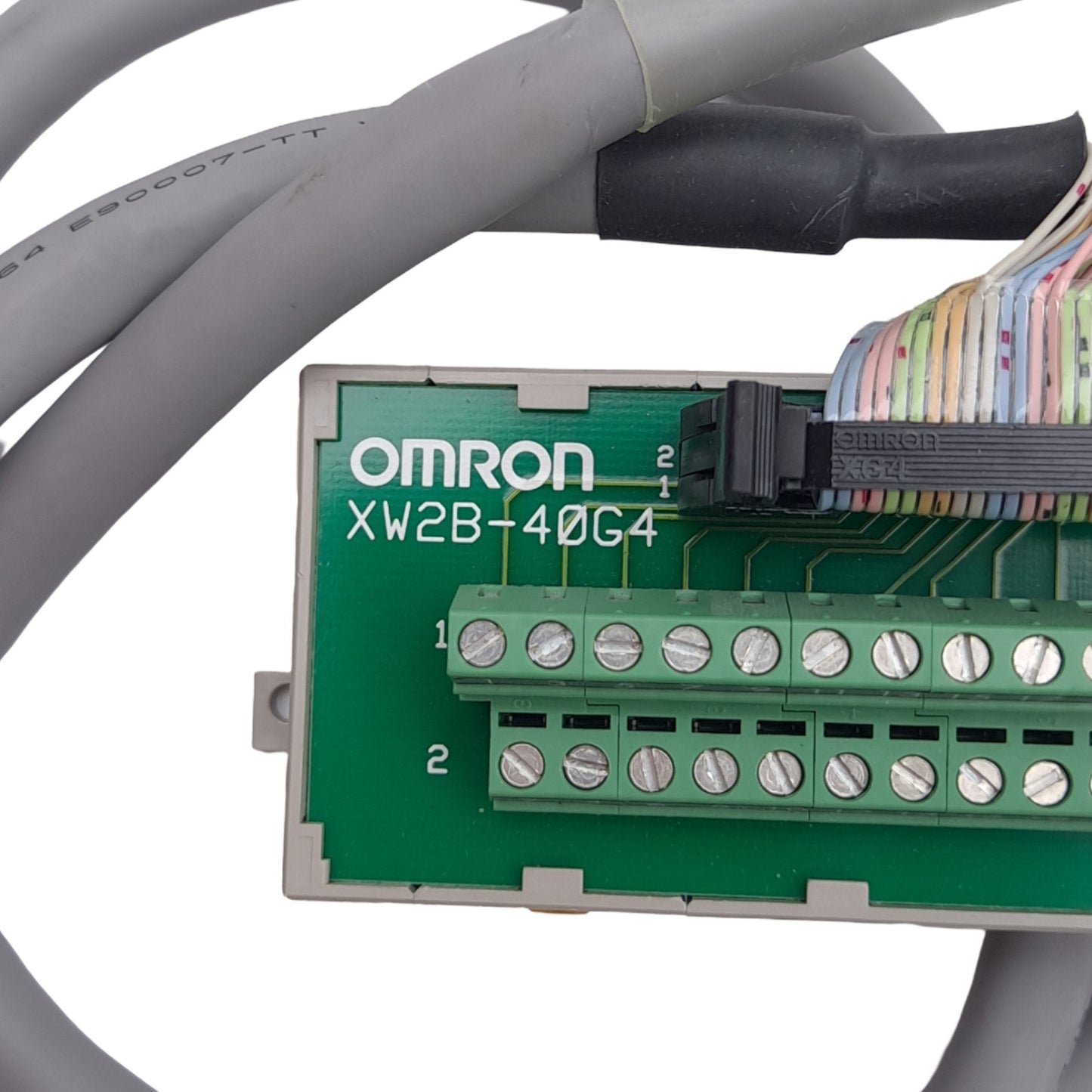 Used Omron XW2B-40G4 Breakout Board, 40-Pole, 125VAC 1A, DIN, M3, 1 Meter Flat Cable