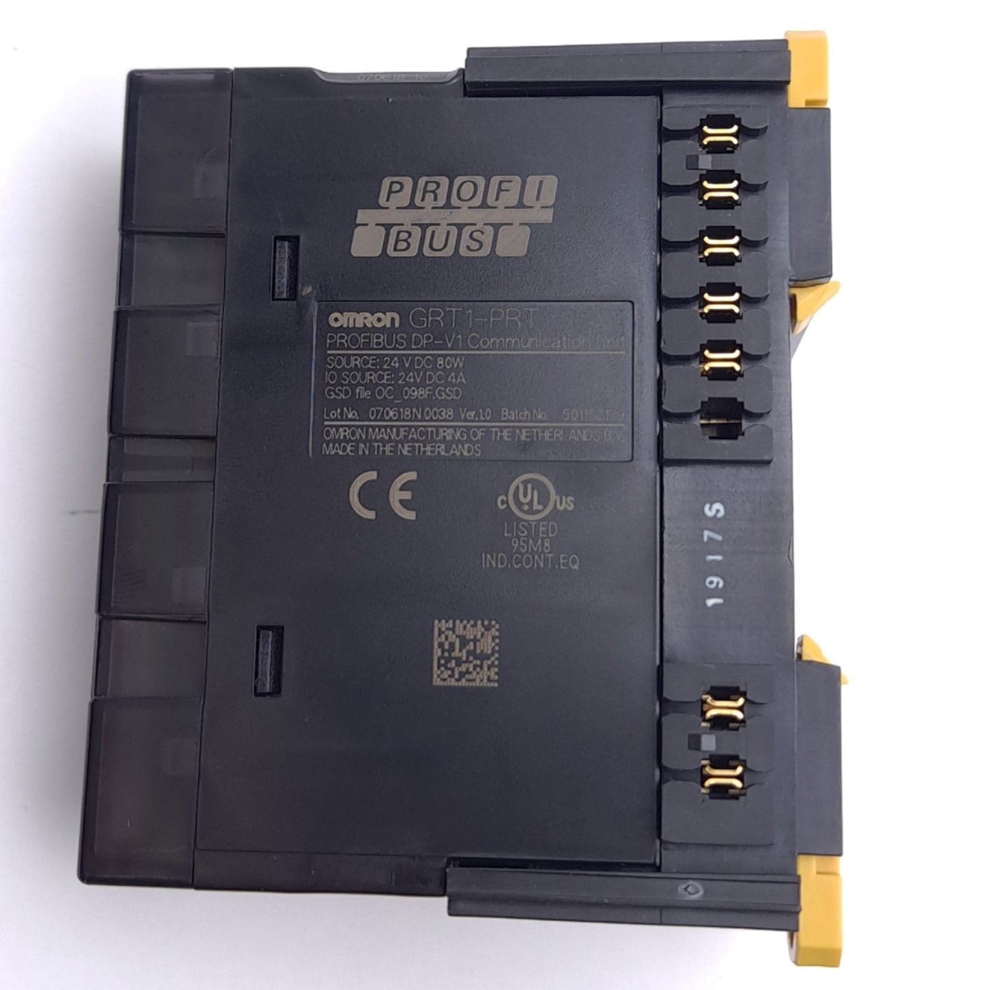 Used Omron GRT1-PRT PROFIBUS DP-V1 Communication Unit, 24VDC 4A, D-Sub 9-Pin F, DIN