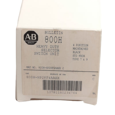 New Allen Bradley 800H-NP2KF4# Hazardous Location Selector, 4-Pos, 2NO & 2NC, 30mm