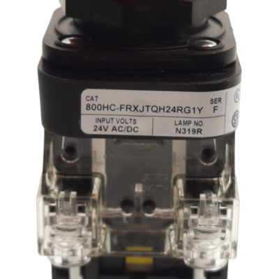 New Allen Bradley 800HC-FRXJTQH24RG1Y Illuminated Push Pull E-Stop, 30mm, 2NO & 2NC