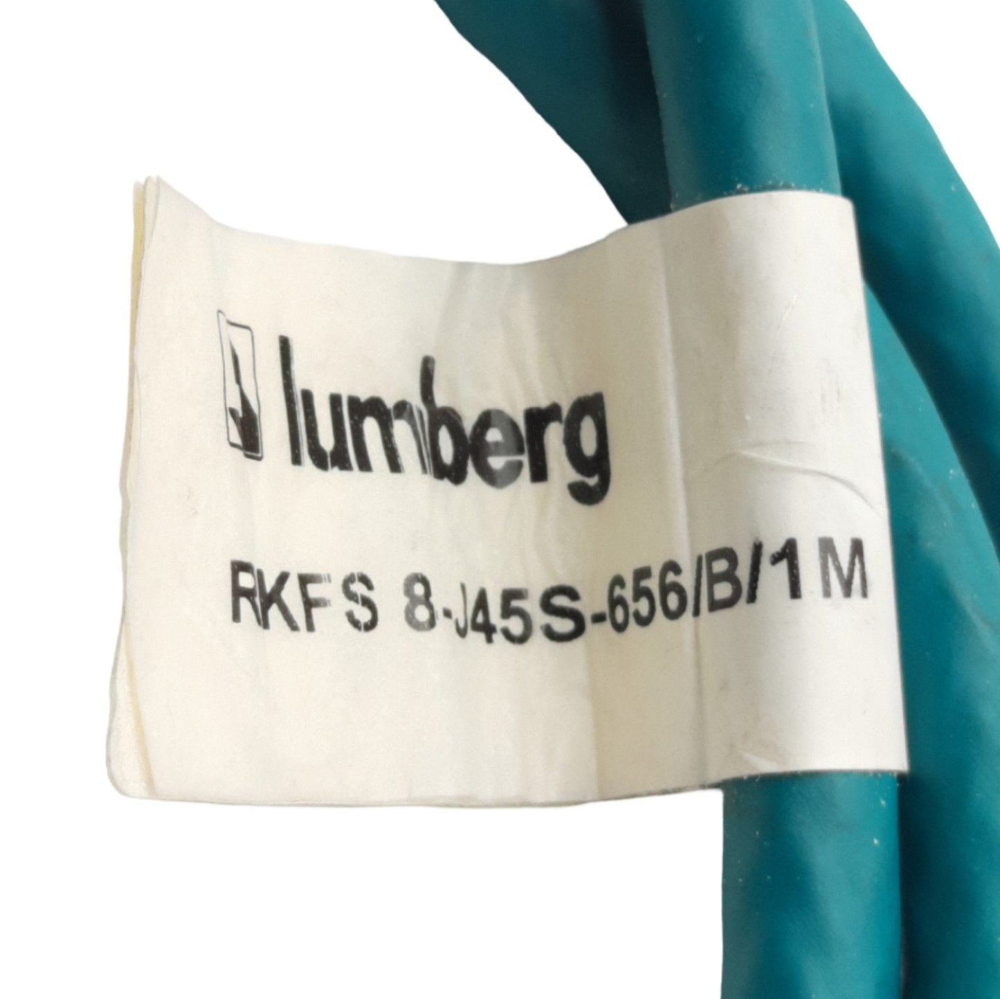 Used Lumberg Automation RKFS 8-J45S-656/B/1M Ethernet Cable, M12 8-Pin to RJ45, 1m