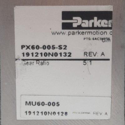 New Parker PX60-005-S2 Planetary Gearbox 5:1, 37Nm, 16mm Shaft, 60mm Mount