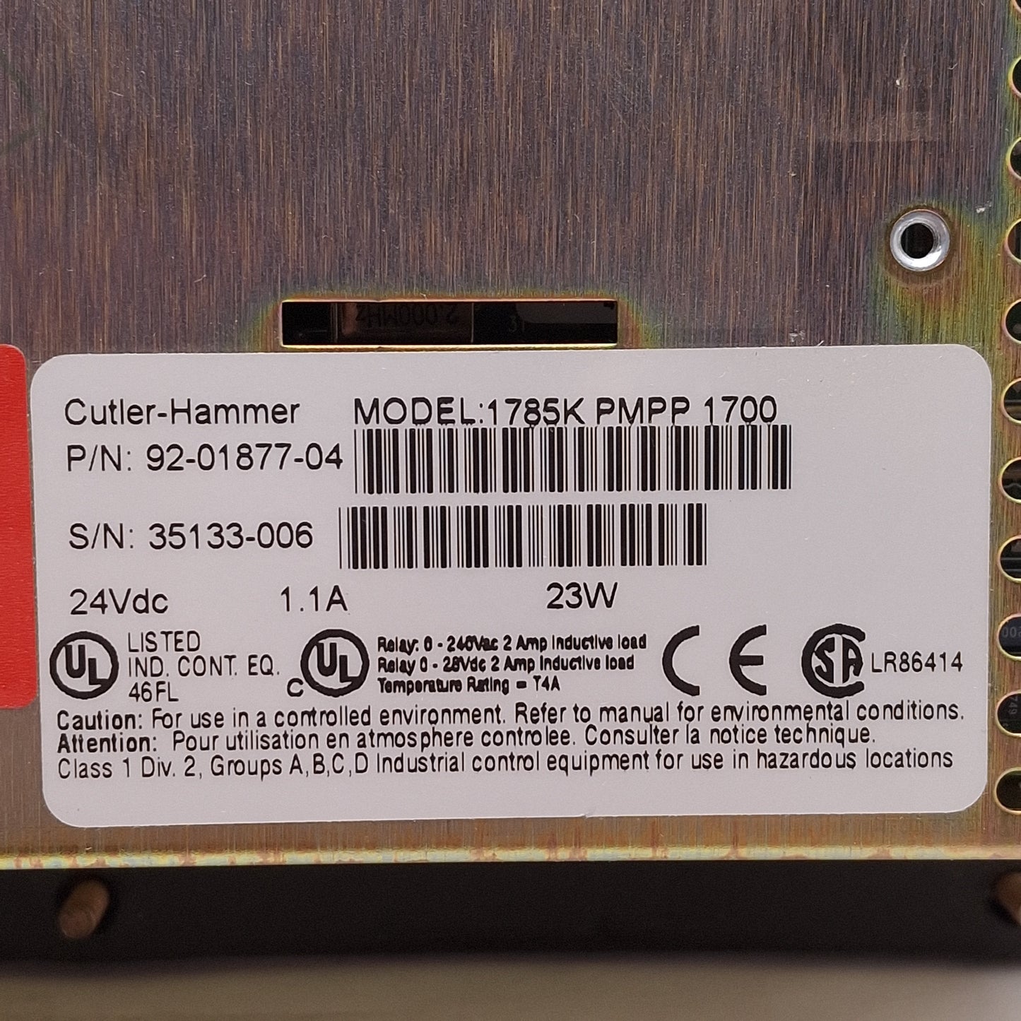 Used Cutler Hammer 1785K-PMPP-1700 PanelMate Power Pro Touchpanel HMI 8.4in 24VDC