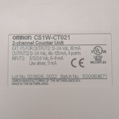 New – Open box Omron CS1W-CT021 PLC Counter Unit, 2-Channel, 12-24VDC 46-100mA 4-Point Output