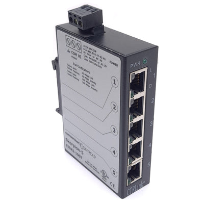Used Contemporary Controls EISK5-100T Ethernet Switch, 5-Port RJ45, 24VAC/DC, 100Mbps
