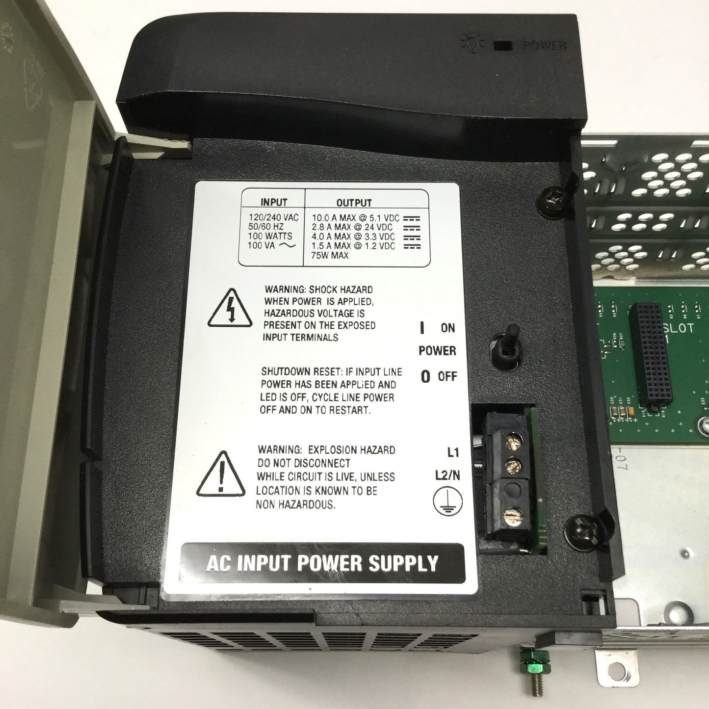 Used Allen Bradley 1756-PA72/C ControlLogix PLC Power Supply w/ A10 Rack Chassis