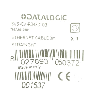 New Datalogic SVS-CV-RJ45D-03 DATAVS2 Ethernet Cable, 3m, RJ45 Male to M12 5-Pin