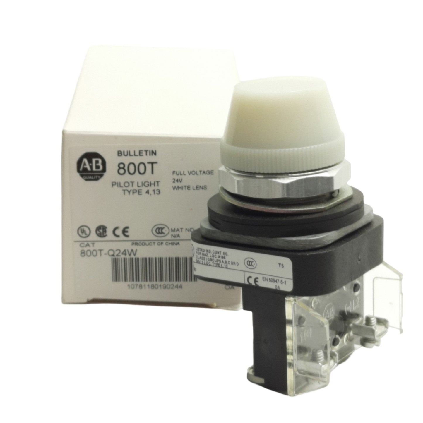 New Allen Bradley 800T-Q24W Pushbutton Pilot Light, 30mm, 24VAC/DC, White
