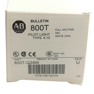 New Allen Bradley 800T-Q24W Pushbutton Pilot Light, 30mm, 24VAC/DC, White