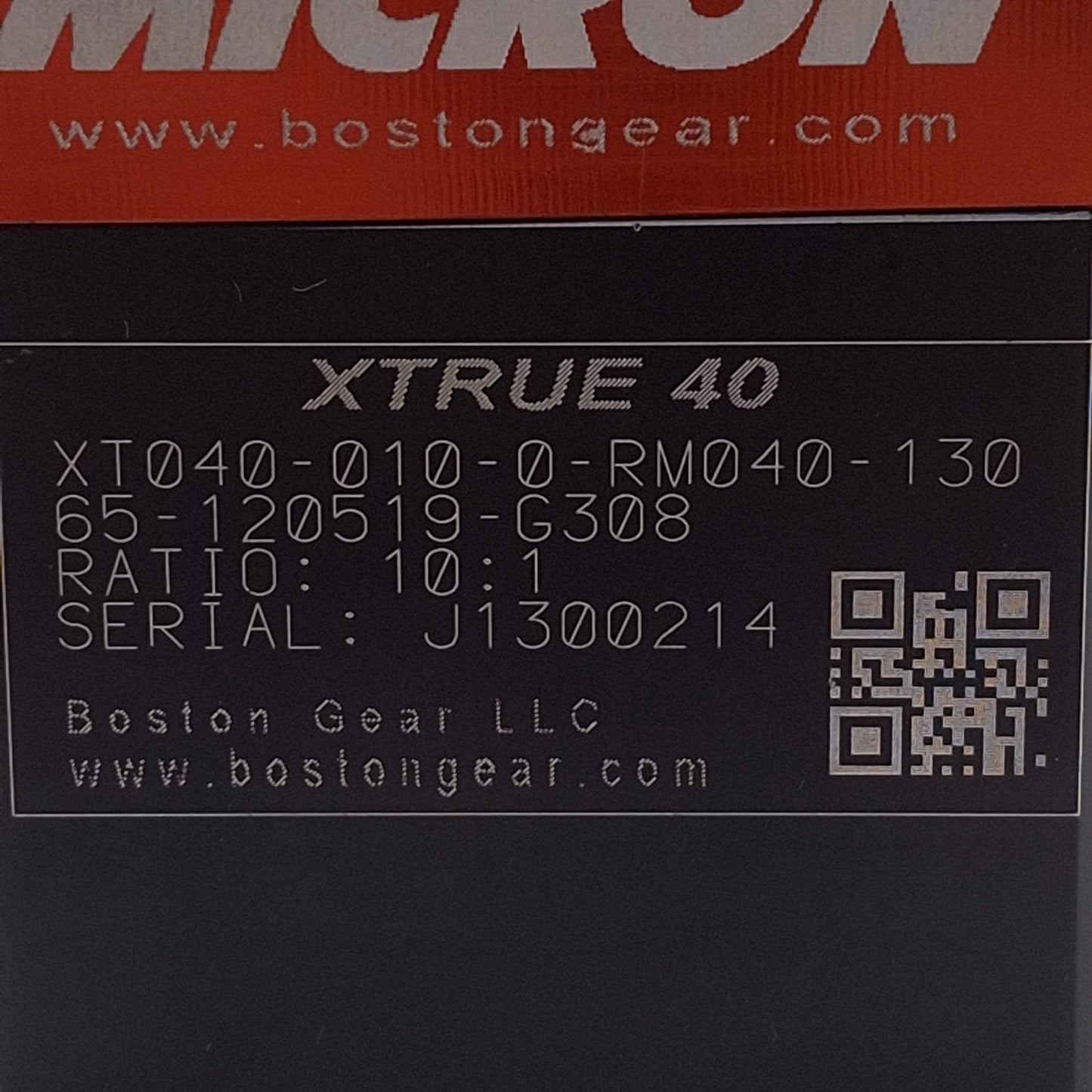 Used Boston Gear XT040-010-0-RM040-130 Micron XTRUE Planetary Gearhead 10:1, 13arcmin