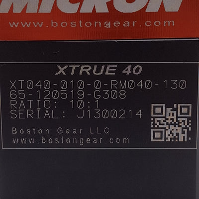 Used Boston Gear XT040-010-0-RM040-130 Micron XTRUE Planetary Gearhead 10:1, 13arcmin