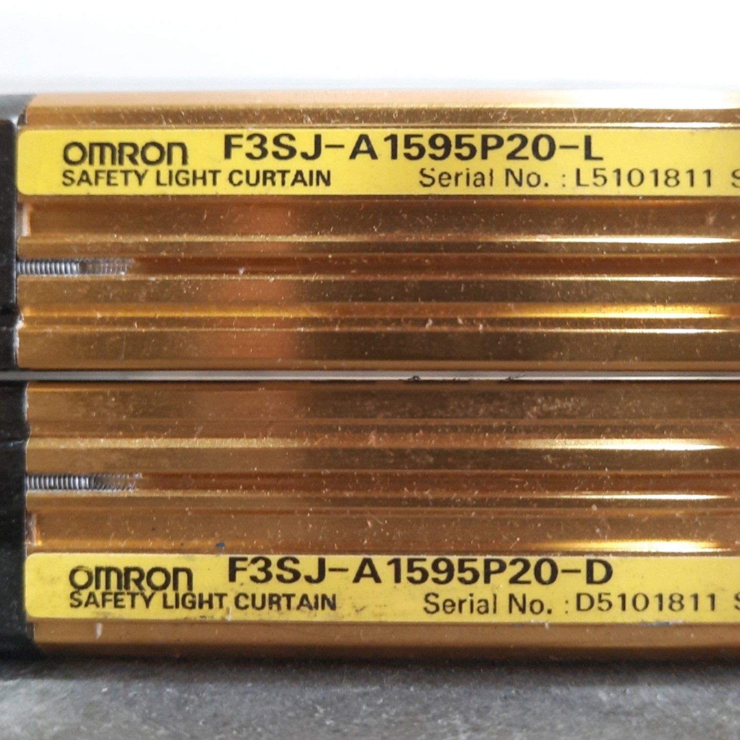 Used Omron F3SJ-A1595P20 Safety Light Curtain, 2x PNP, 1595mm, .2-9m, Ø20mm, 24VDC