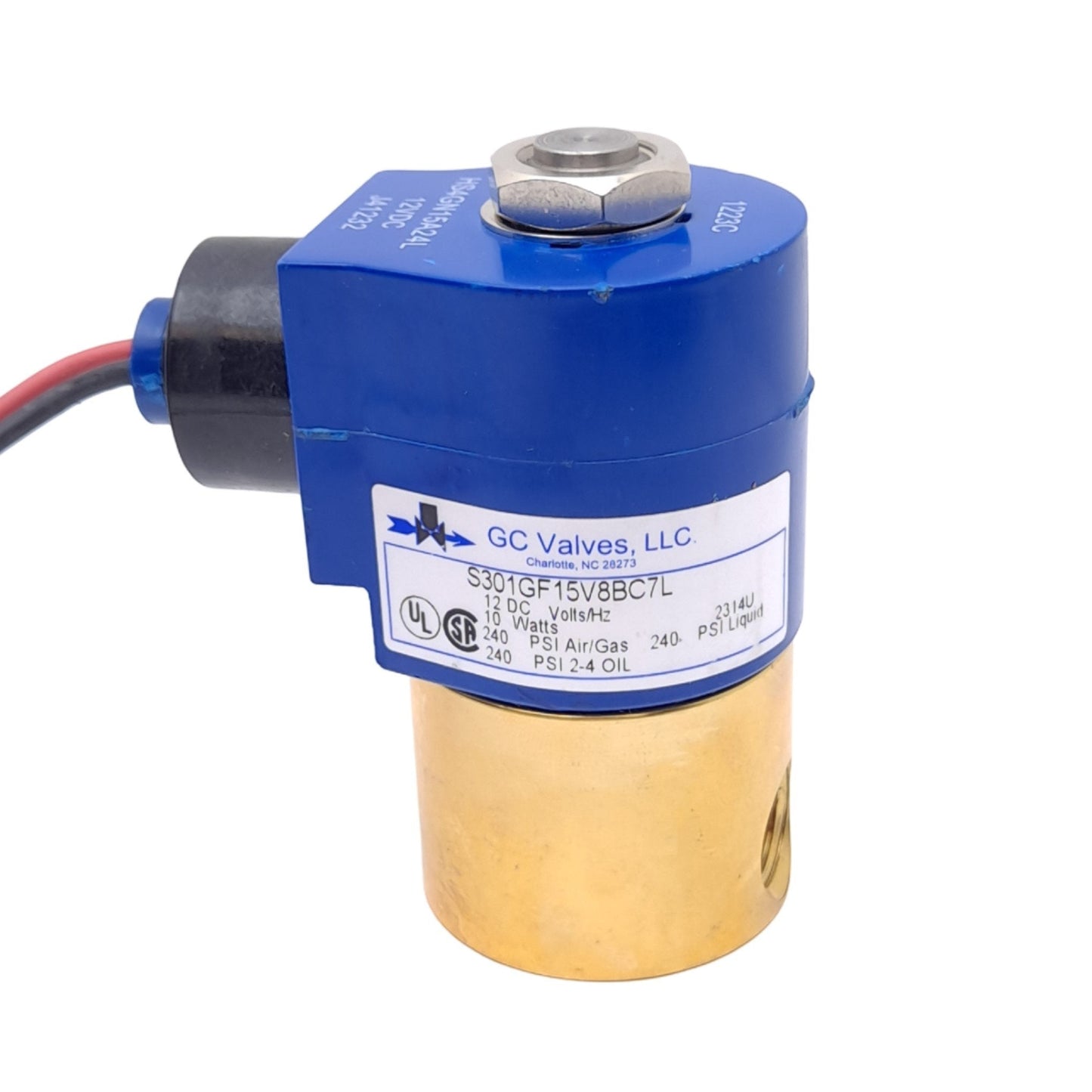 New – Open box GC Valves S301GF15V8BC7L Solenoid Valve, 12VDC, 1/4NPT, 2-Way Direct, NC, 240psi