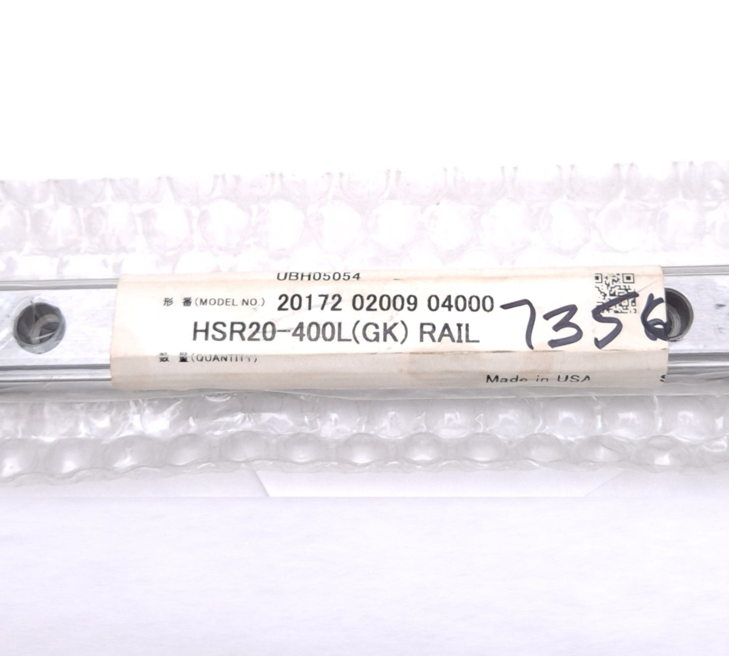 New THK HSR20-400L(GK) Linear Motion Guide Rail, 400 x 20mm Rail, 60mm Pitch