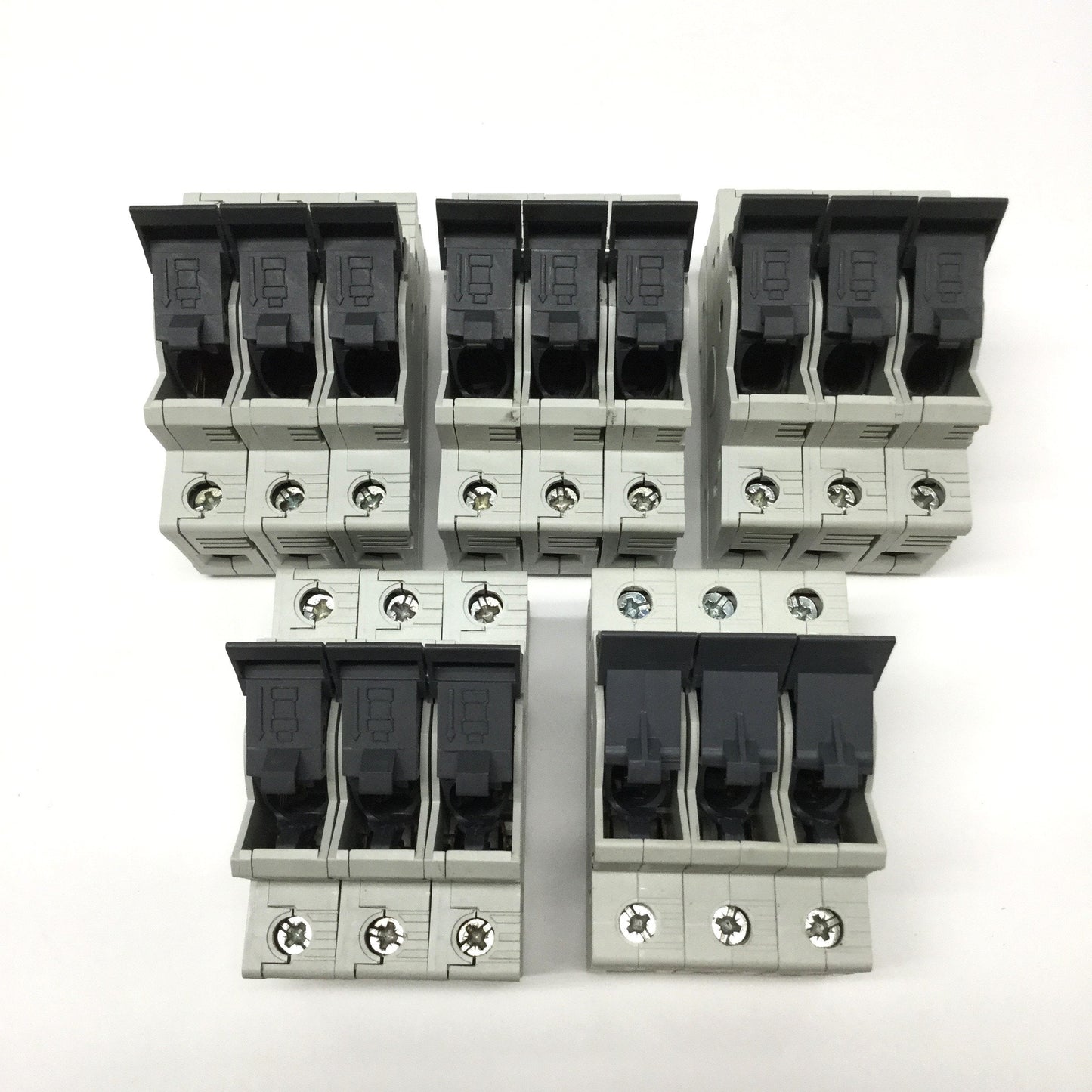 Used Lot of 5 Allen Bradley 1492-FB3C30-L Class CC Fuse Holder Block, 3-Pole 600V 30A