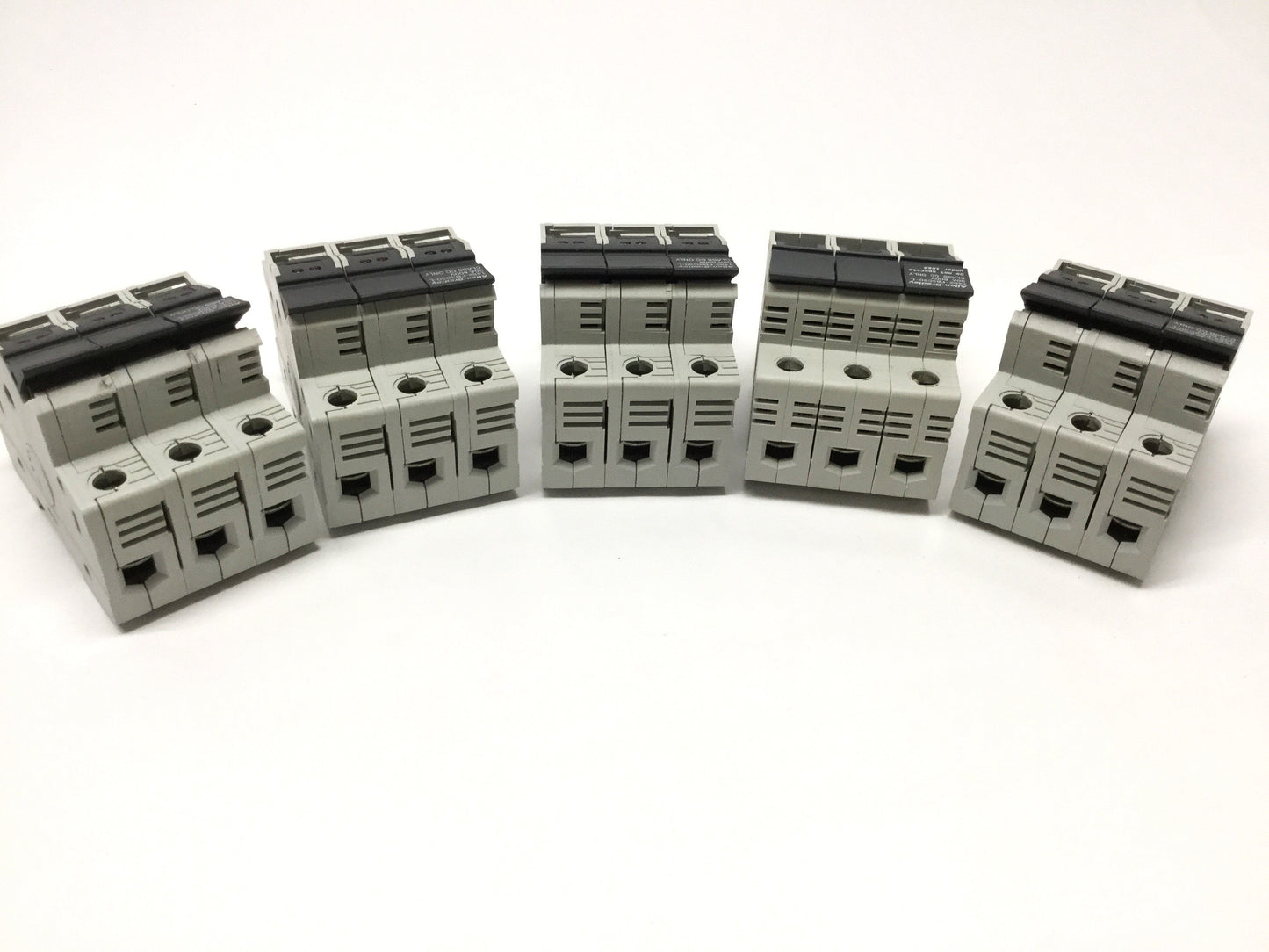 Used Lot of 5 Allen Bradley 1492-FB3C30-L Class CC Fuse Holder Block, 3-Pole 600V 30A