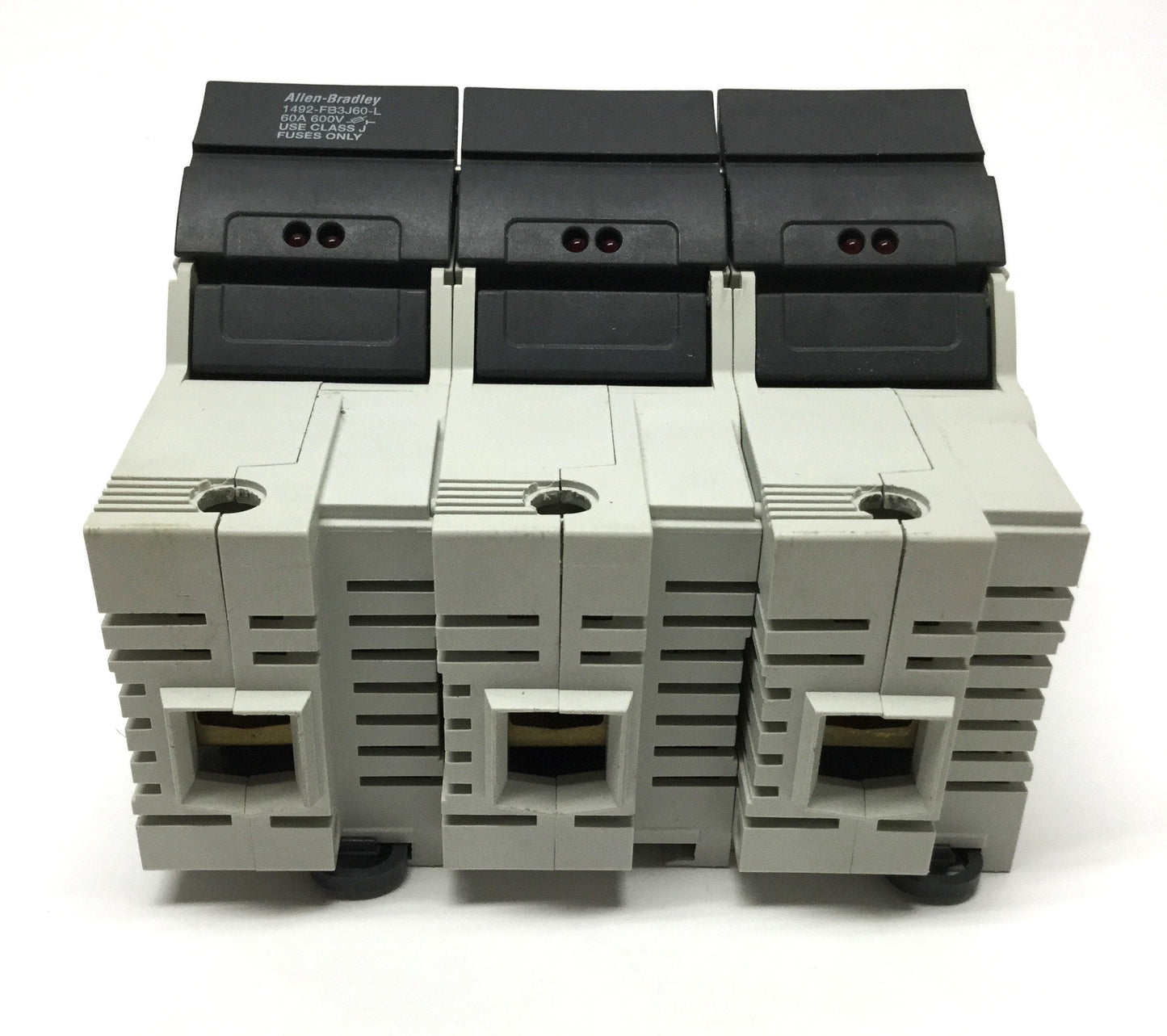 Used Allen Bradley 1492-FB3J60-L Class J Fuse Holder, 3-Pole, 600V 60A, LED Indicator
