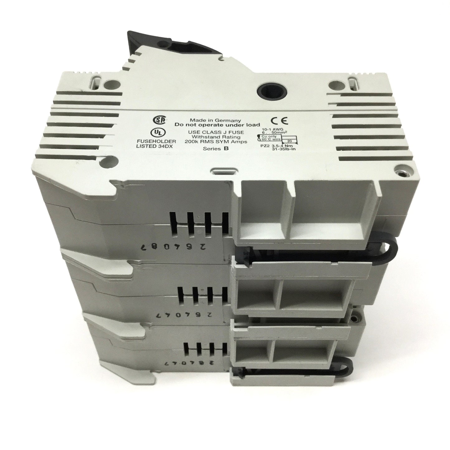 Used Allen Bradley 1492-FB3J60-L Class J Fuse Holder, 3-Pole, 600V 60A, LED Indicator