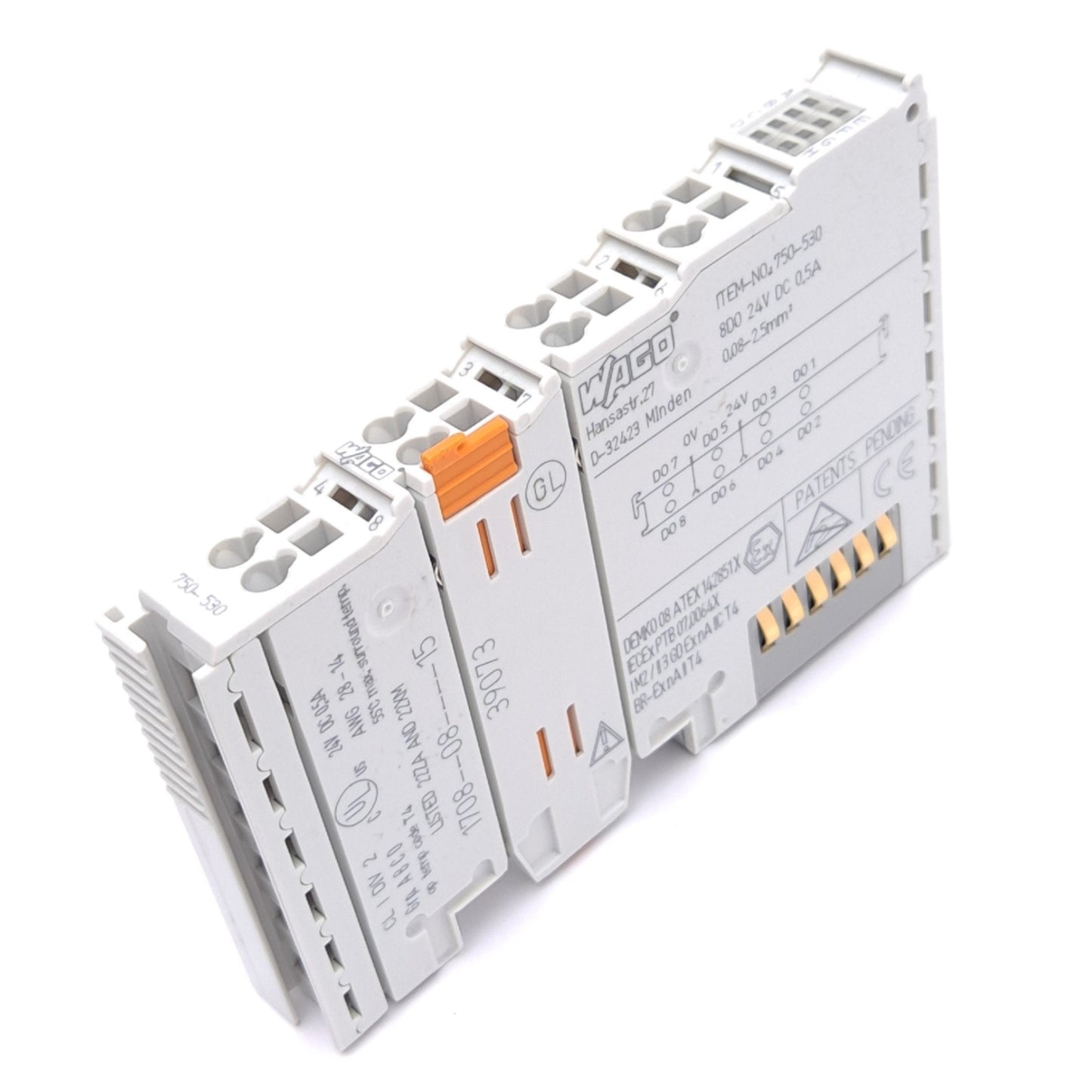 Used Wago 750-530 Digital Output Module, 8-Channel DO, 24VDC, 0.5A Out, DIN Rail