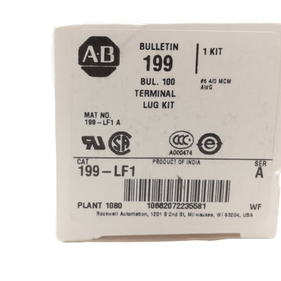 New Allen Bradley 199-LF1 Disconnect Terminal Lug Kit, For 200A Disconnects