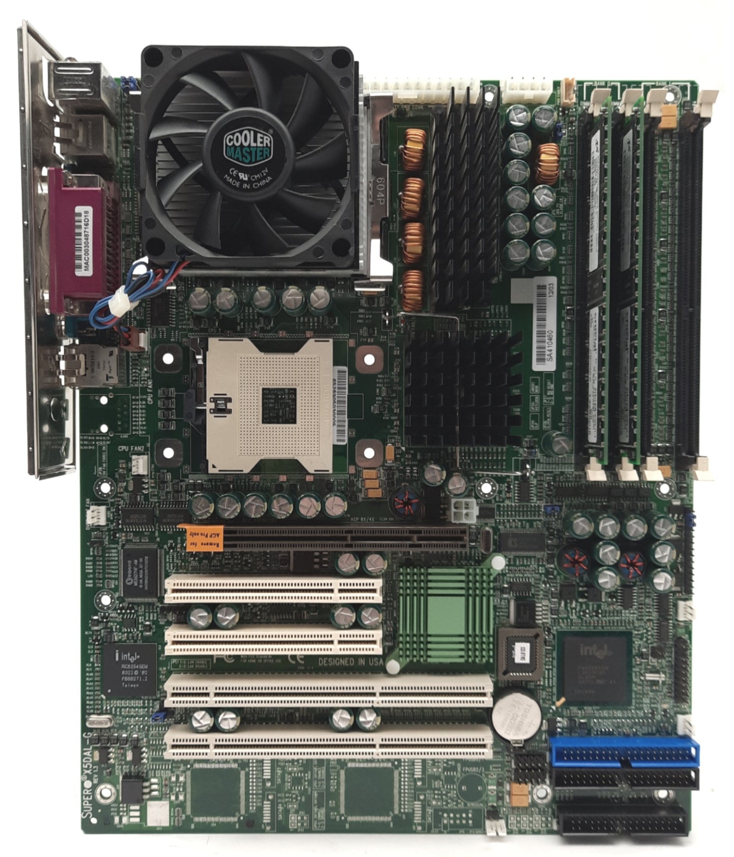 Used Supermicro X5DAL-G Motherboard & CPU, Intel Xeon 2.4GHz, 512MB, AGP, PCI, PCI-X