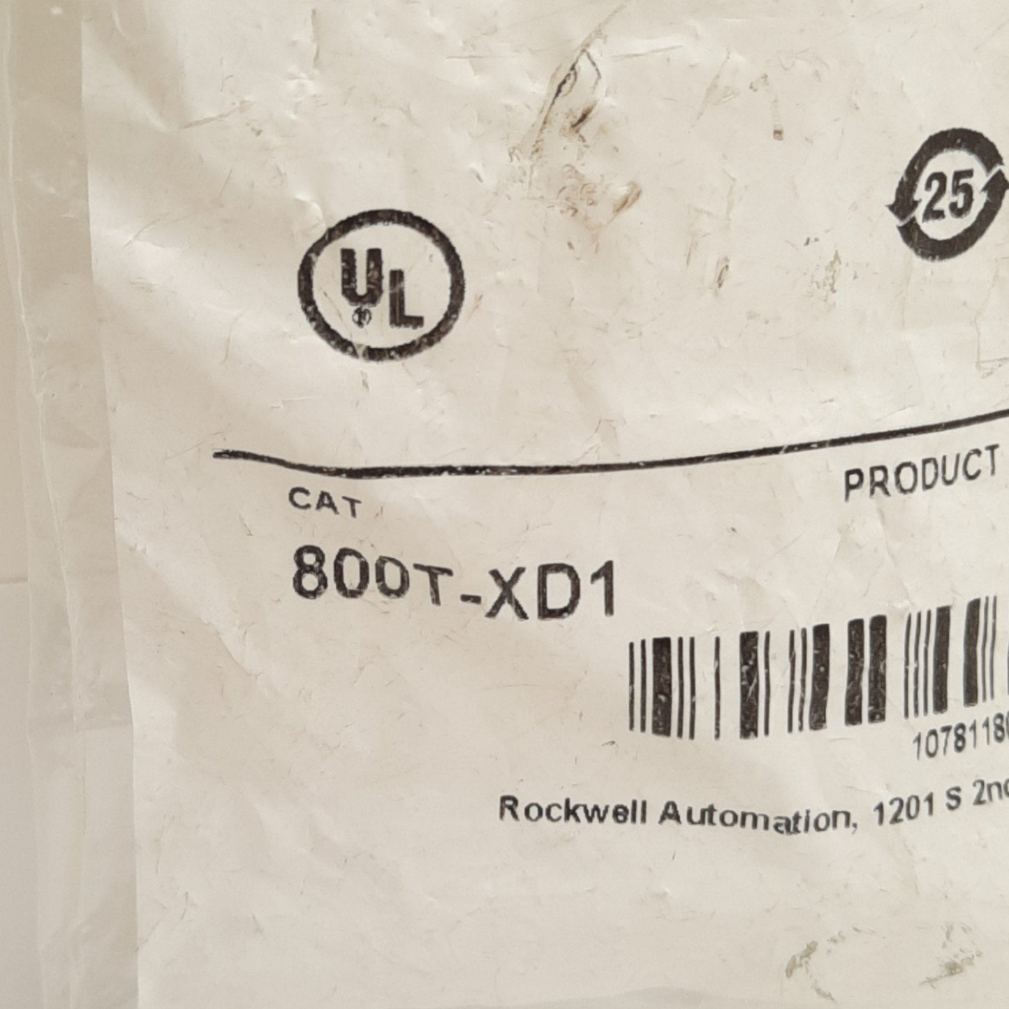 New Allen Bradley 800T-XD1 Shallow Contact Block 1x NO 600VAC 10A, Type 4/13 30mm