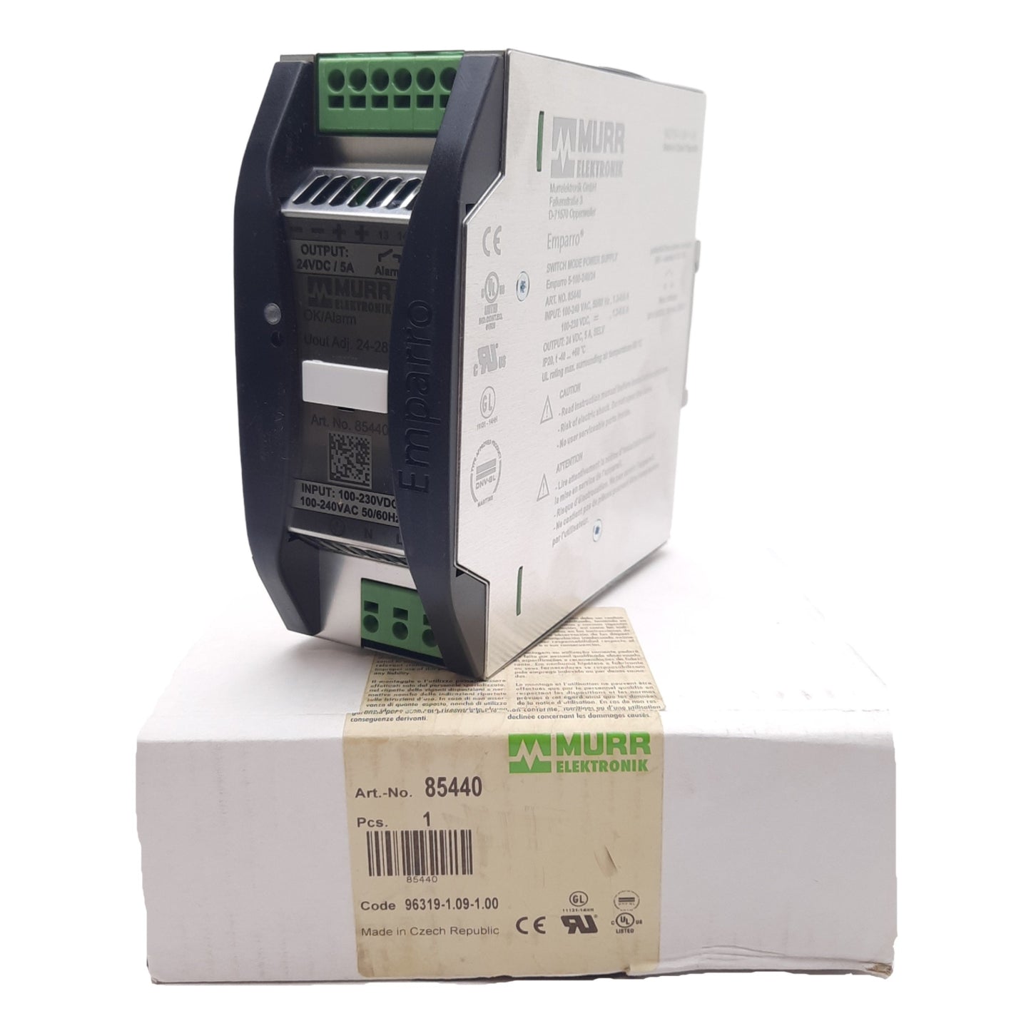 New Murr Elektronik 85440 Emparro Power Supply 1-Phase 100-240VAC In 24-28VDC/5A Out