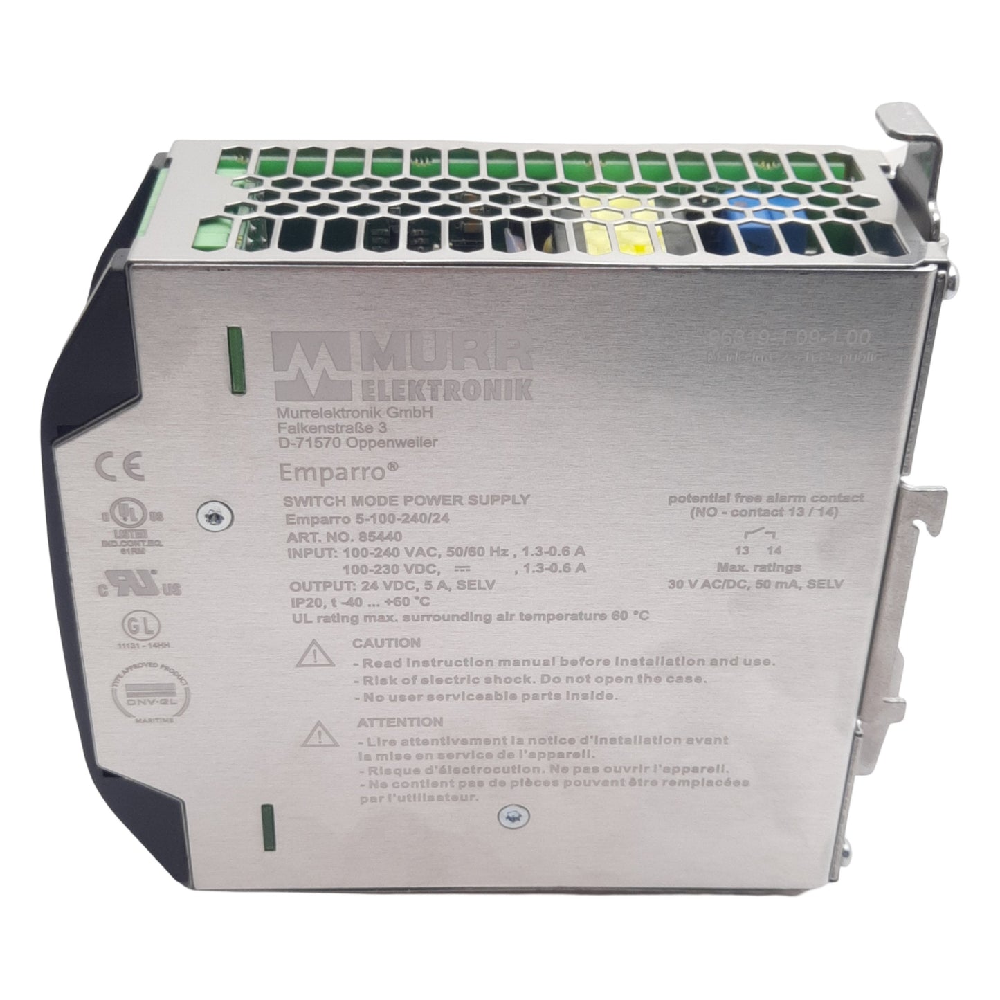 New Murr Elektronik 85440 Emparro Power Supply 1-Phase 100-240VAC In 24-28VDC/5A Out