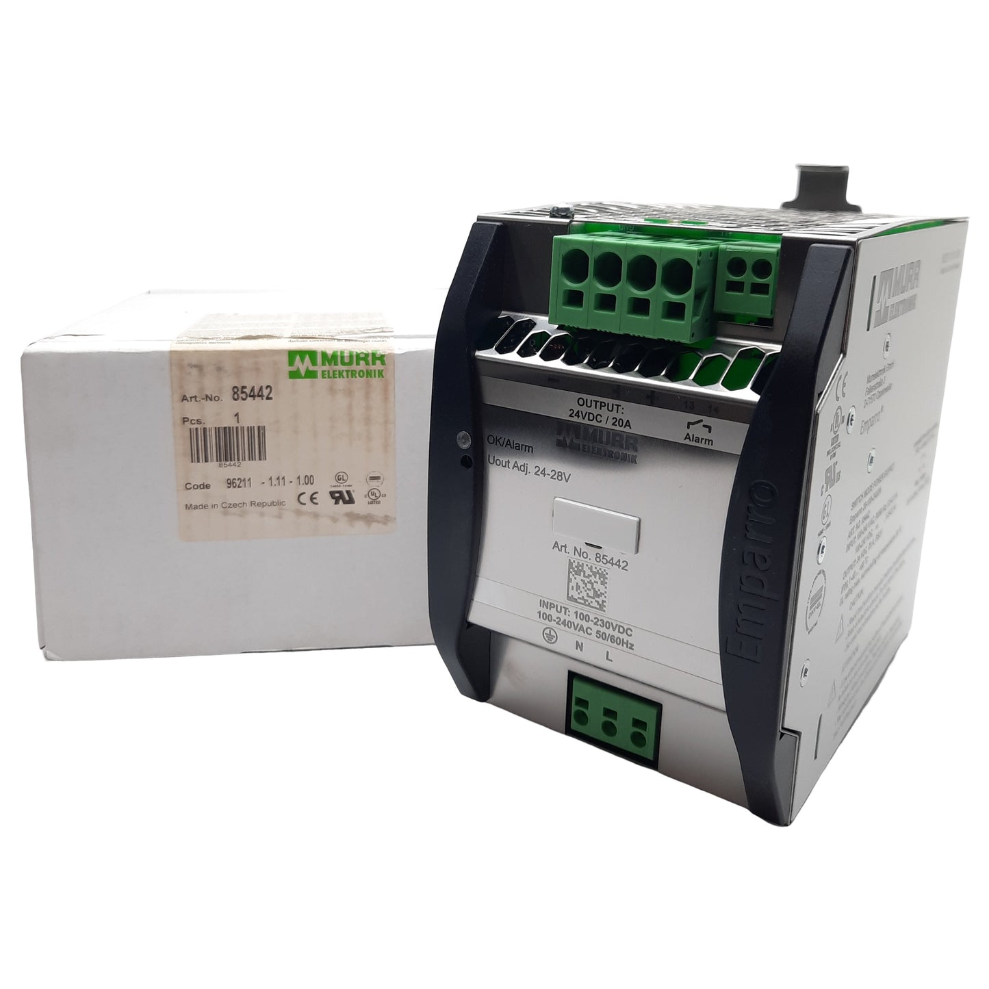 New Murr Elektronik 85442 Emparro Power Supply 1-Phase, 100-240VAC In, 24VDC/20A Out