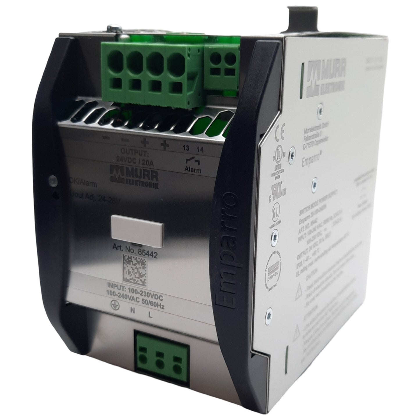 New Murr Elektronik 85442 Emparro Power Supply 1-Phase, 100-240VAC In, 24VDC/20A Out
