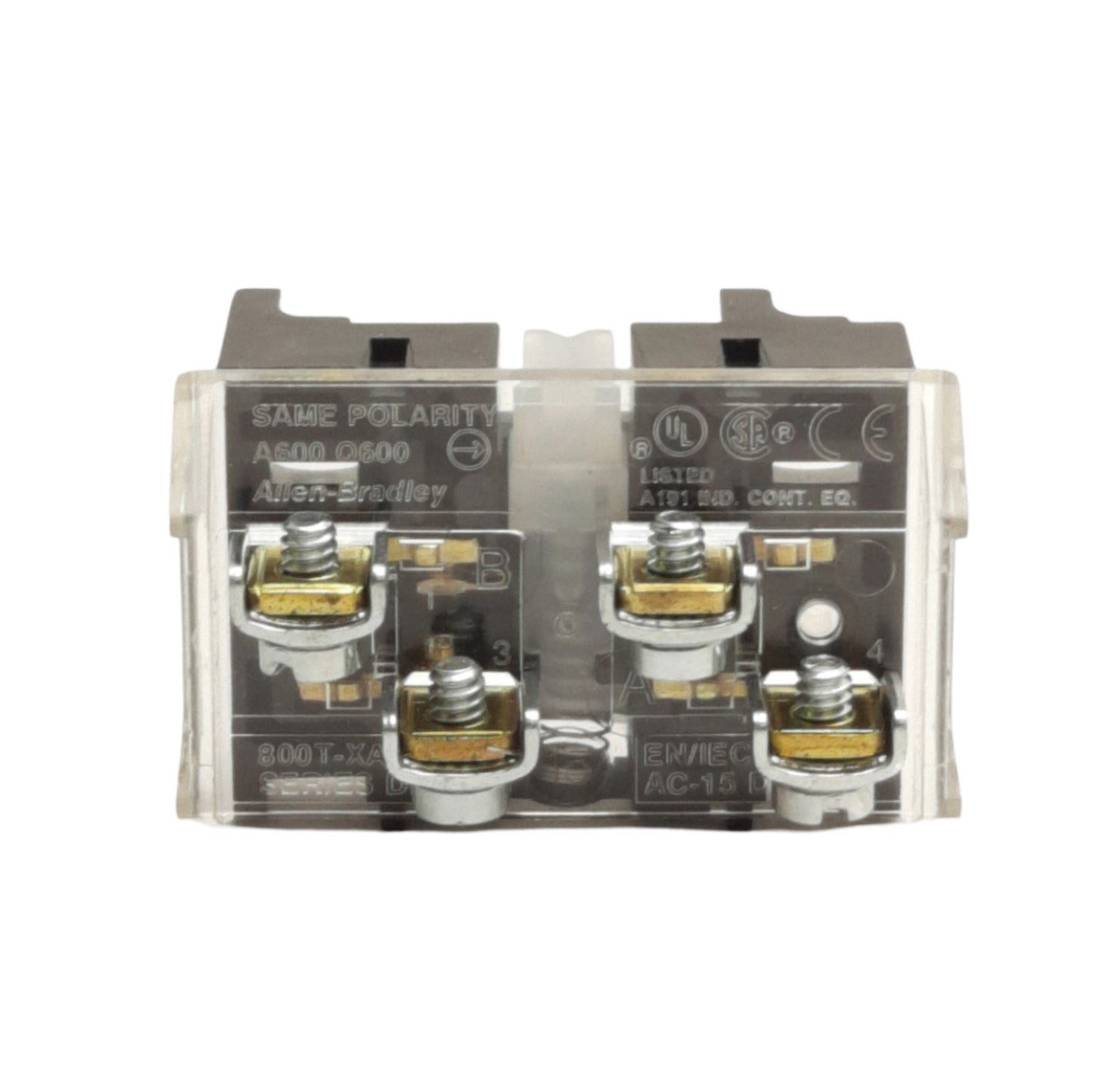 New – Open box Allen Bradley 800T-XA Pushbutton Contact Block, 1NO&1NC, 30mm, 600V 10A