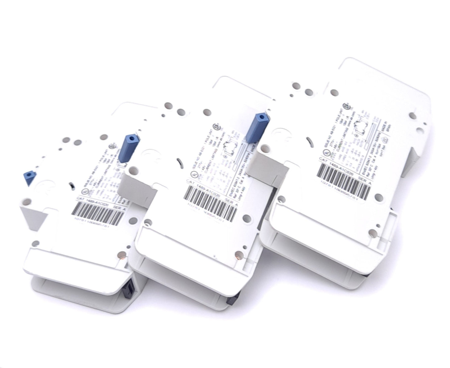 Used Lot of 3 Allen Bradley 1489-A1C020 Circuit Breakers, 1-Pole, 2A, 277VAC/48VDC