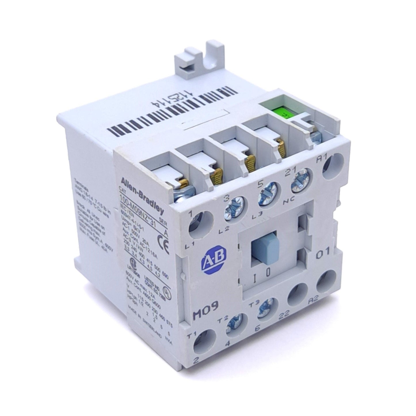 Used Allen Bradley 100-M09NZ2431 Mini Contactor, 3-Pole, 1 NC, 600VAC 12A, 24VDC Coil