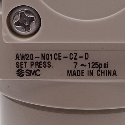 New SMC AW20-N01CE-CZ-D Filter Regulator, 7-125PSI Set, 5µm Filtration, 1/8in NPT