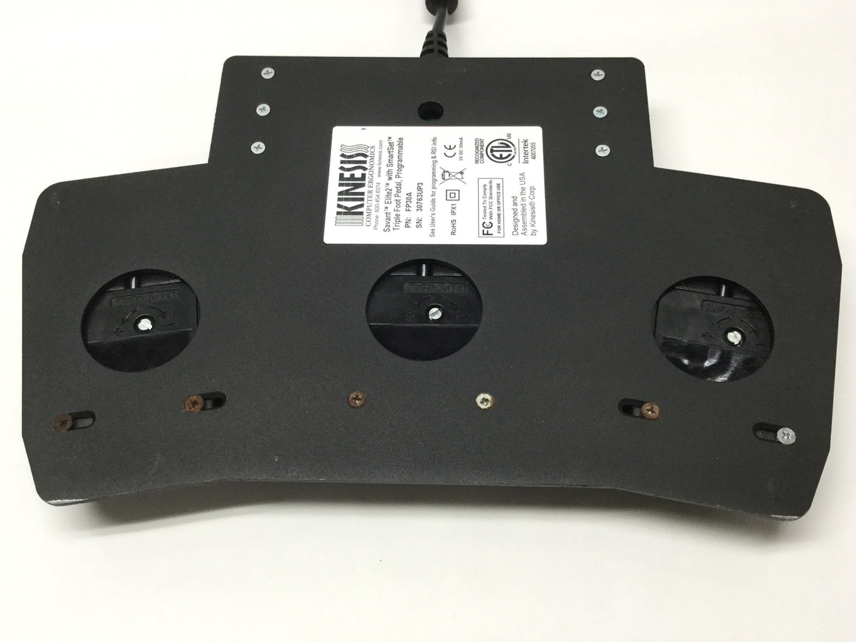 Used Kinesis FP30A Savant Elite2 Programmable SmartSet Triple Pedal Foot Switch, USB